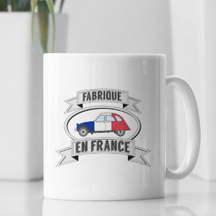 Mug Badge Oldtimer 2cv fabrique en France