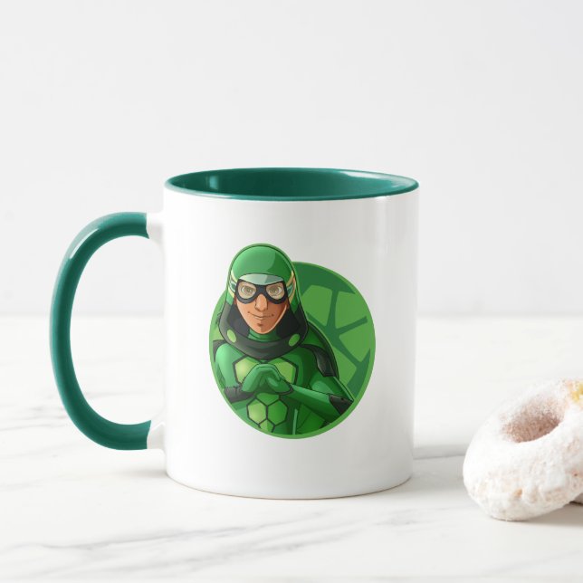 Mug Badge vert Carapace (Avec donut)