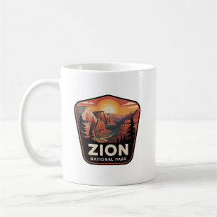 Mug Badge Vintage Coucher de soleil du parc national d
