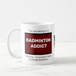 Mug Badminton Addict Ajouter votre nom Monogramme Init