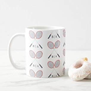 Mug Badminton de monogramme personnalisé