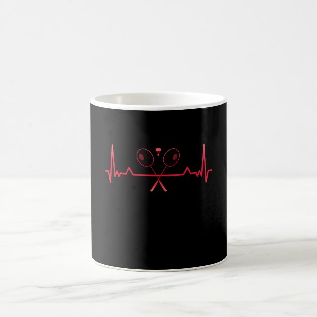Mug Badminton Heartbeat Drôle cadeau (Centre)
