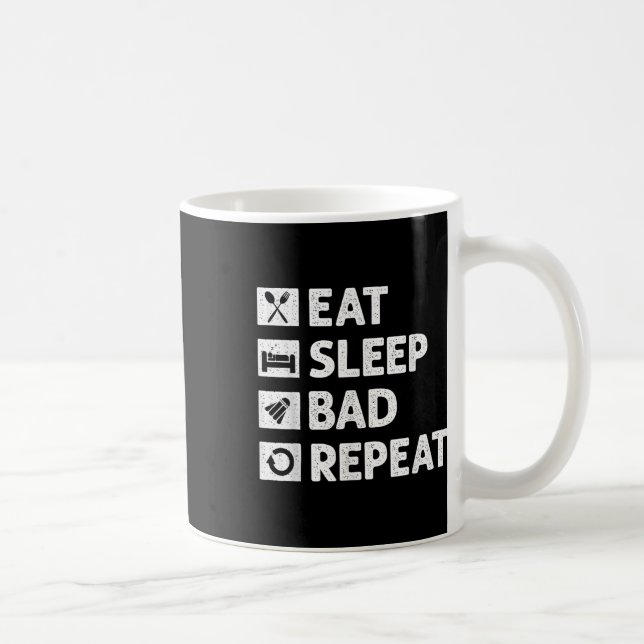 Mug Badminton Manger Dormir Répéter Drôle Navette Mème (Droite)