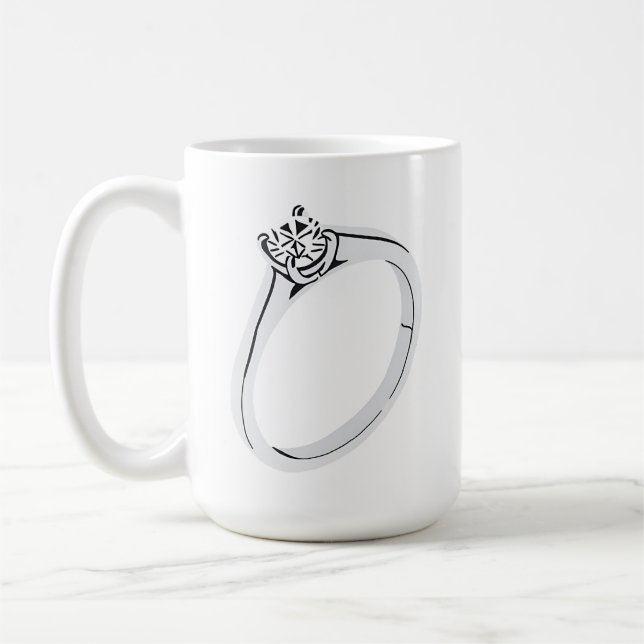 Mug Bague de fiançailles et date (Gauche)