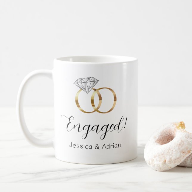 Mug Bagues de fiançailles en diamant personnalisées Ma (Avec donut)