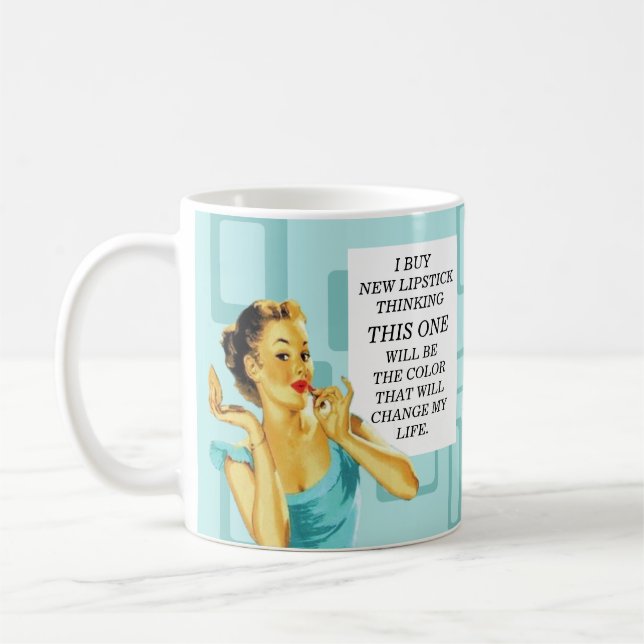 Mug Baguette à lèvres pour femme de ménage rétro drôle (Gauche)