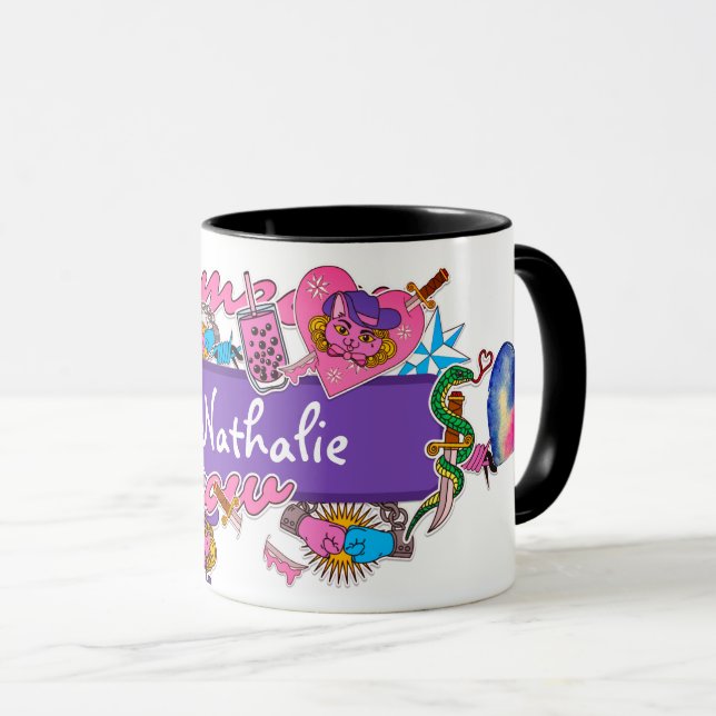 Mug Baguette de barre rose et violet sur  (Devant droit)
