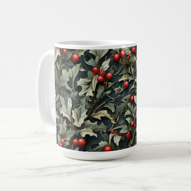 Mug Baie de houx anglais vintage botanique  (Devant gauche)