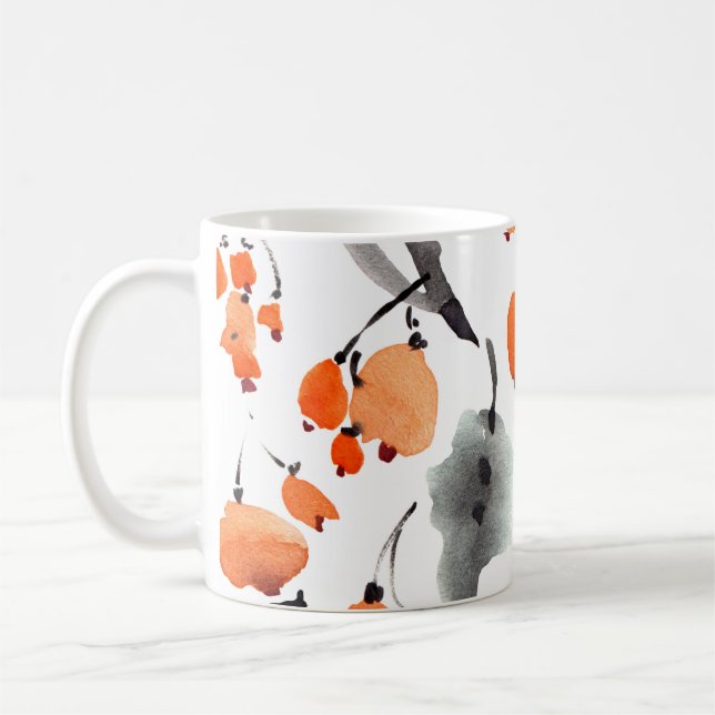 Mug Baies, aquarelle feuille, illustration d'encre, co (Gauche)