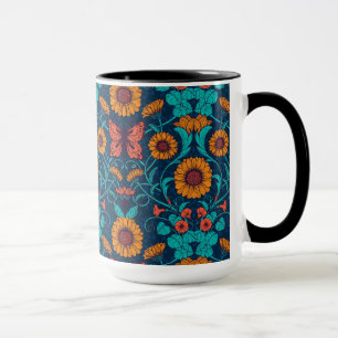 Mug Baies Art Nouveau en bleu et jaune