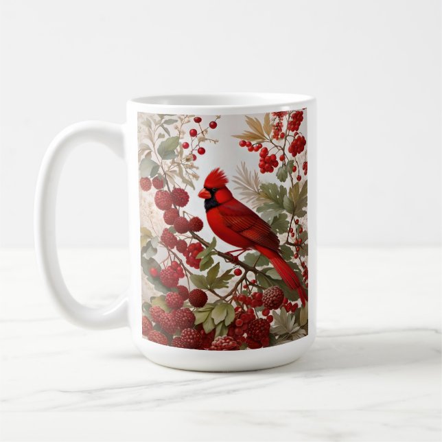 Mug Baies rouges d'oiseaux du Cardinal Nord (Gauche)
