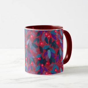 Mug Baies rouges Motif floral minimal Botanique simple