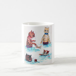 Mug Baignade en chats à la plage, Louis Wain