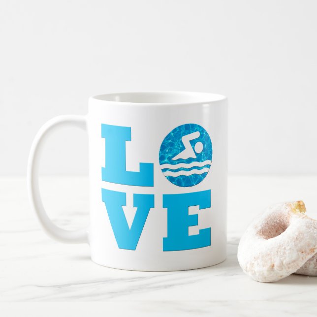 Mug BAIN AMOUR Baignade et plongée Nager ou entraîneur (Avec donut)