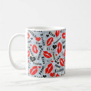 Mug Baiser, lèvres rouges.