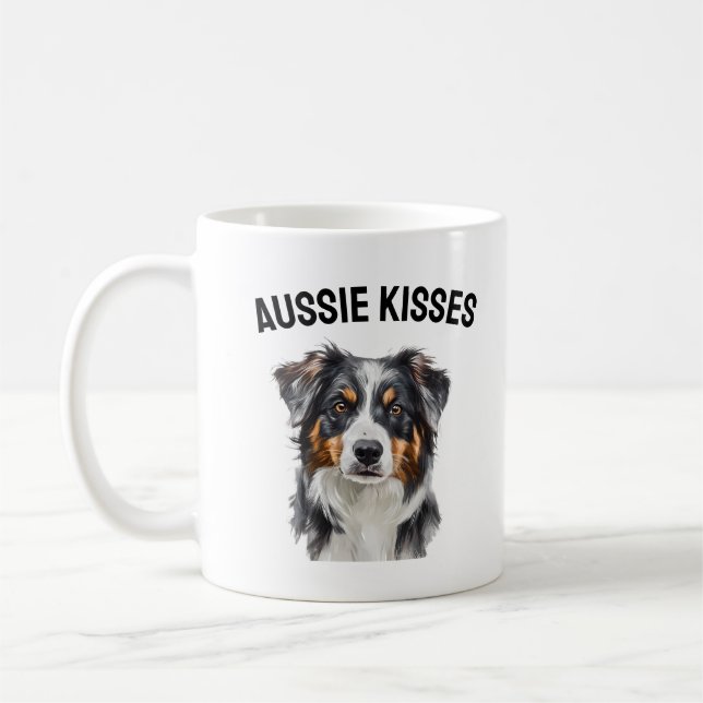 Mug Baisers Aussie - mignon chien berger australien (Gauche)