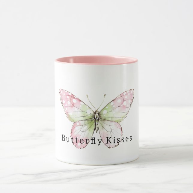 Mug Baisers de papillon de menthe rose (Centre)