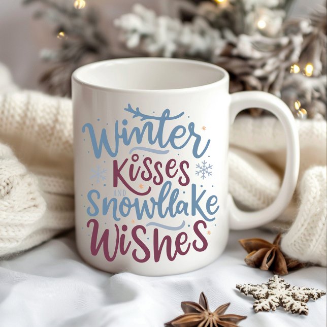 Mug Baisers d'hiver et Flambeaux de neige Souhaite la  (christmas mug, winter mug, thanksgiving mug, new year mug, holiday mug, holiday gift, christmas diy)