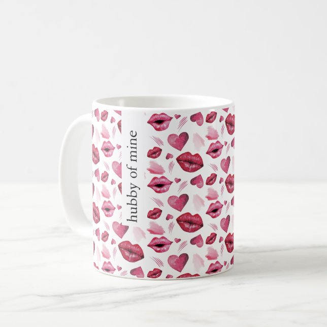 Mug Baisers Et Coeurs Motif Aquarelle (Devant gauche)