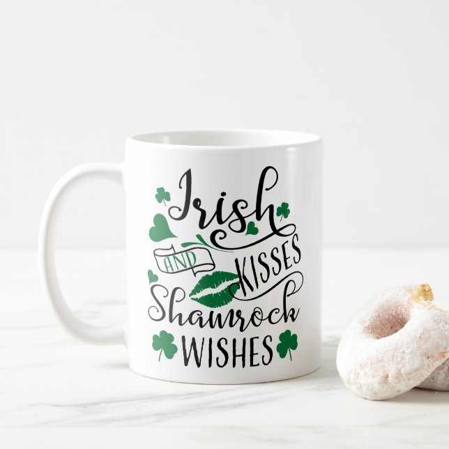 Mug Baisers irlandais et souhaits Shamrocks (Avec donut)