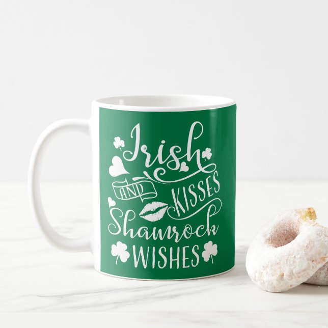 Mug Baisers irlandais et souhaits Shamrocks (Avec donut)