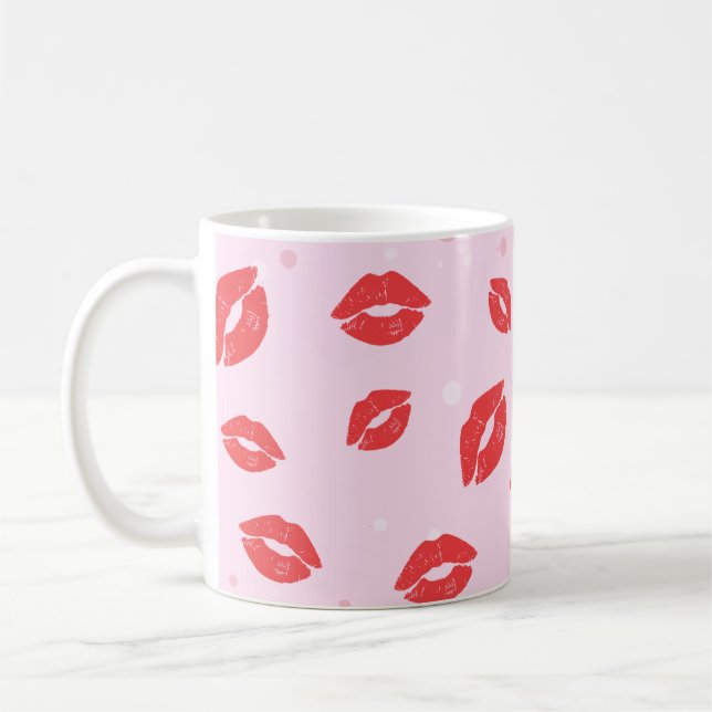 Mug Baisers rouge à lèvres sur Motif Arrière - plan ro (Gauche)