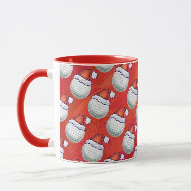 Mug Bal de golf à Santa Hat Motif sur Red (Gauche)
