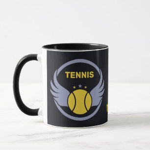 Mug Bal de tennis en texte personnalisé avec ailes