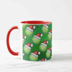 Mug Bal De Tennis Vert À Santa Hat Motif