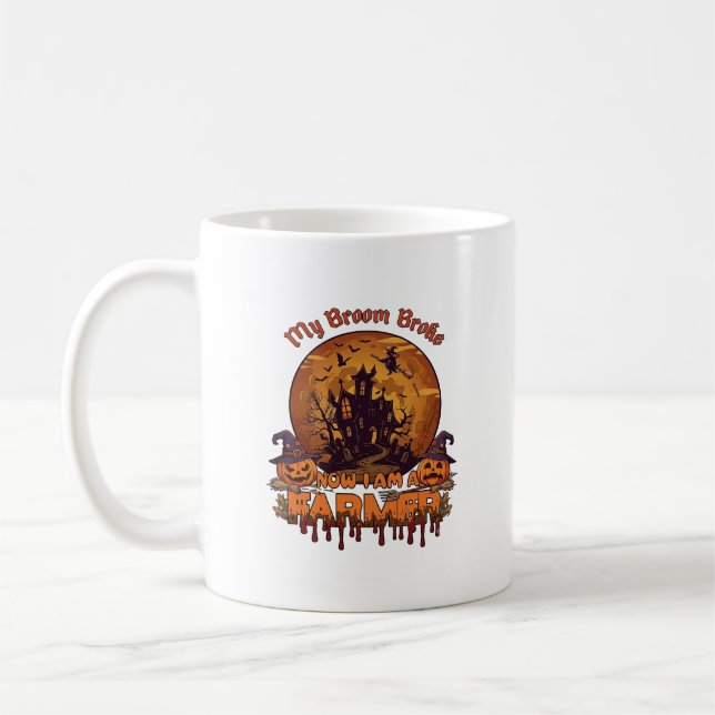 Mug Balai Brisé Ferme Halloween Sorcière Maison Hantée (Gauche)