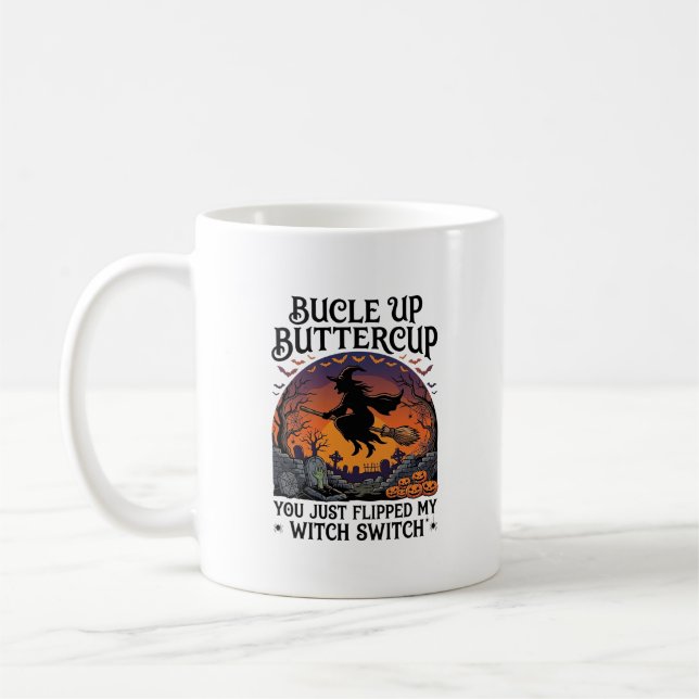 Mug Balai de Halloween Commutateur Sorcière Boutonnièr (Gauche)