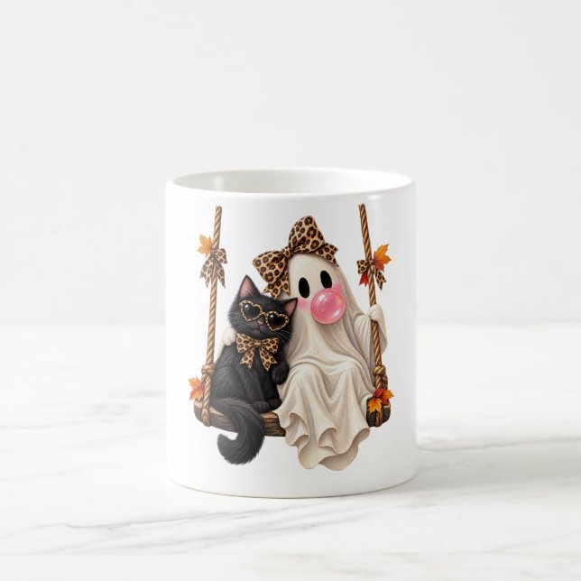 Mug Balançoire fantôme chat noir léopard noeud papillo (Centre)
