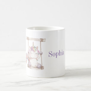 Mug Balançoire Licorne Blanche Violette