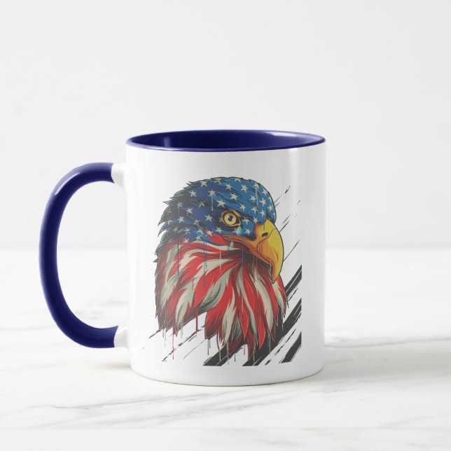 Mug Bald Eagle Bird USA Drapeau Pleurant Patriotique (Gauche)