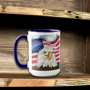 Mug Bald Eagle devant le drapeau américain Art patriot