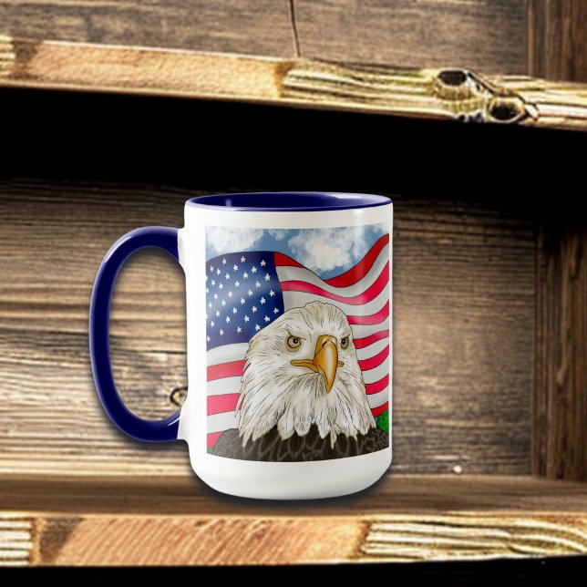 Mug Bald Eagle devant le drapeau américain Art patriot (Créateur téléchargé)