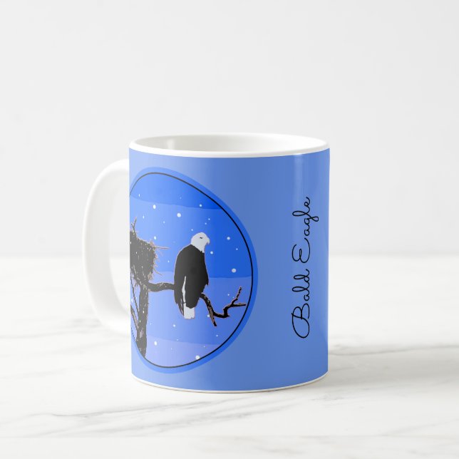 Mug Bald Eagle en hiver - Art original de la faune (Devant gauche)