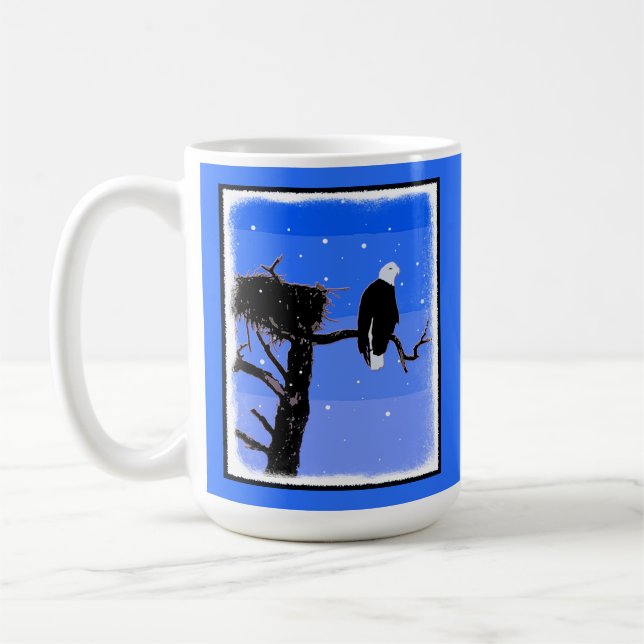 Mug Bald Eagle en hiver - Art original de la faune (Gauche)