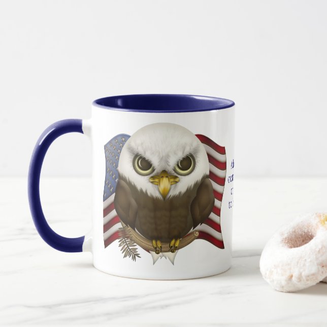 Mug Baldwin Eagle chauve mignon personnalisé (Avec donut)