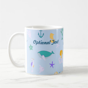Mug Baleine, Ancres, coraux et Motif d'algues