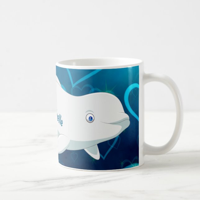 Mug Baleine béluga personnalisée et Coeurs bleus Arcti (Droite)
