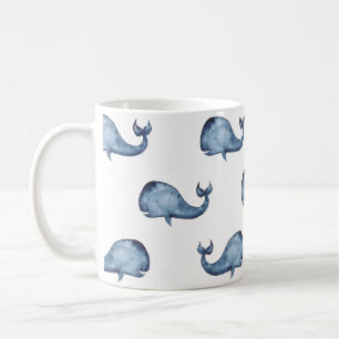 Mug Baleine bleue. Animal marin. Motif nautique