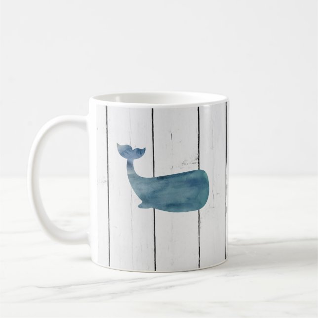 Mug Baleine Bleue Navire nautique Rustique (Gauche)