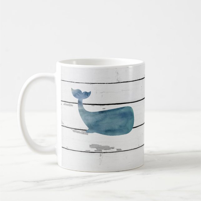 Mug Baleine Bleue Navire nautique Rustique (Gauche)