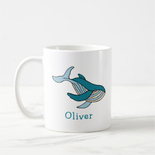 Mug Baleine bleue Océan Nom personnalisé
