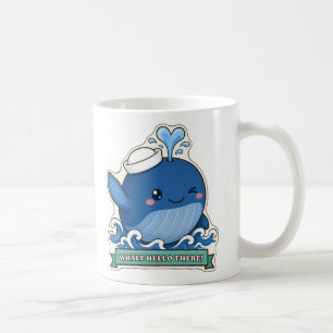 Mug Baleine Bonjour Là Baleine Clignant dans un Chapea