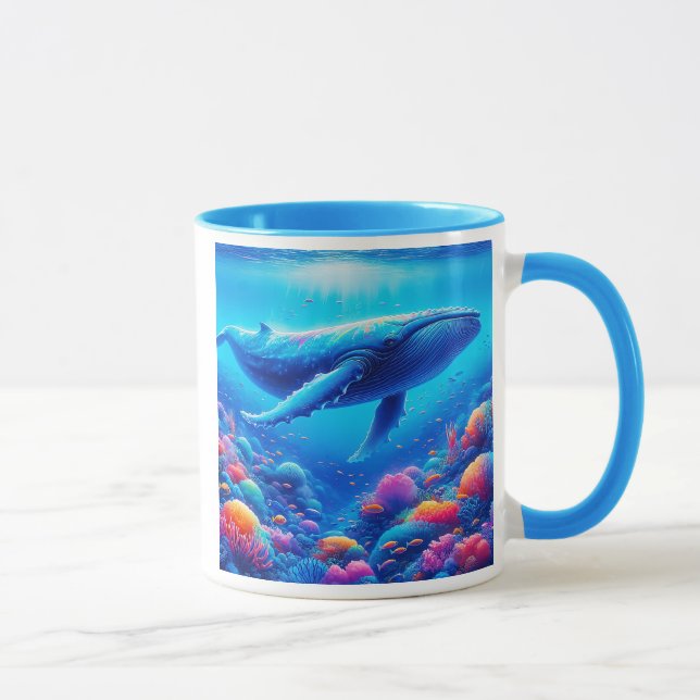 Mug Baleine majestueuse nageant dans un récif. (Droite)