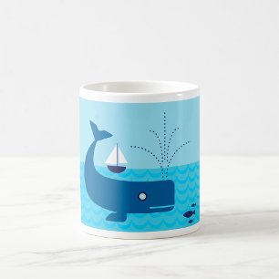 Mug Baleine nautique et voilier océan mer bleue