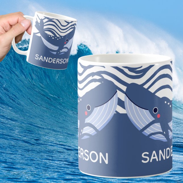 Mug Baleine nautique Gris Bleu tapis cuisine ou Mat de (Créateur téléchargé)