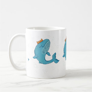 Mug Baleine Roi avec Couronne   Art Populaire Océaniqu